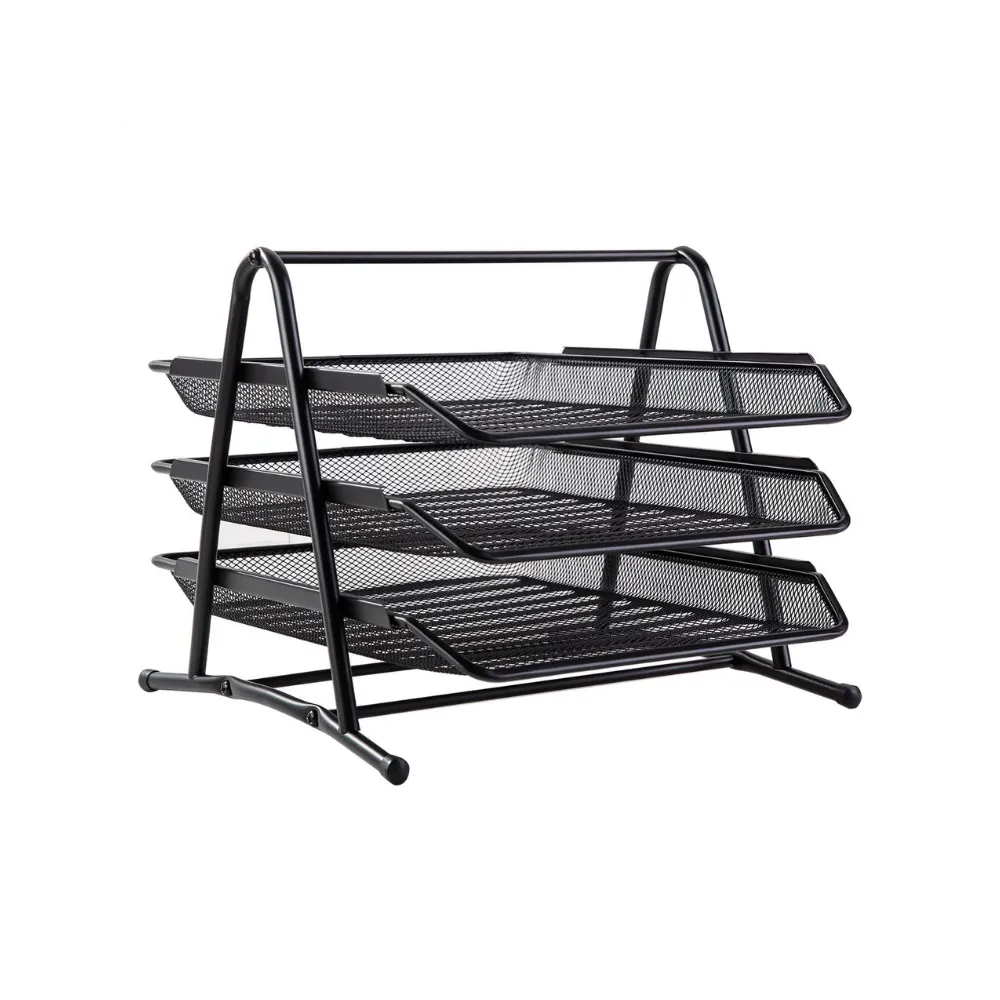 LetterTray 3 Tier Black Mesh - Smartbuy