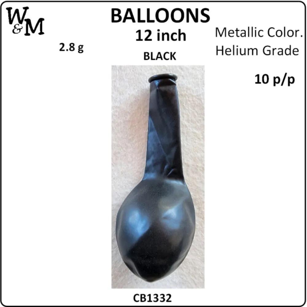 [9457660064766] Balloon black 12 inch