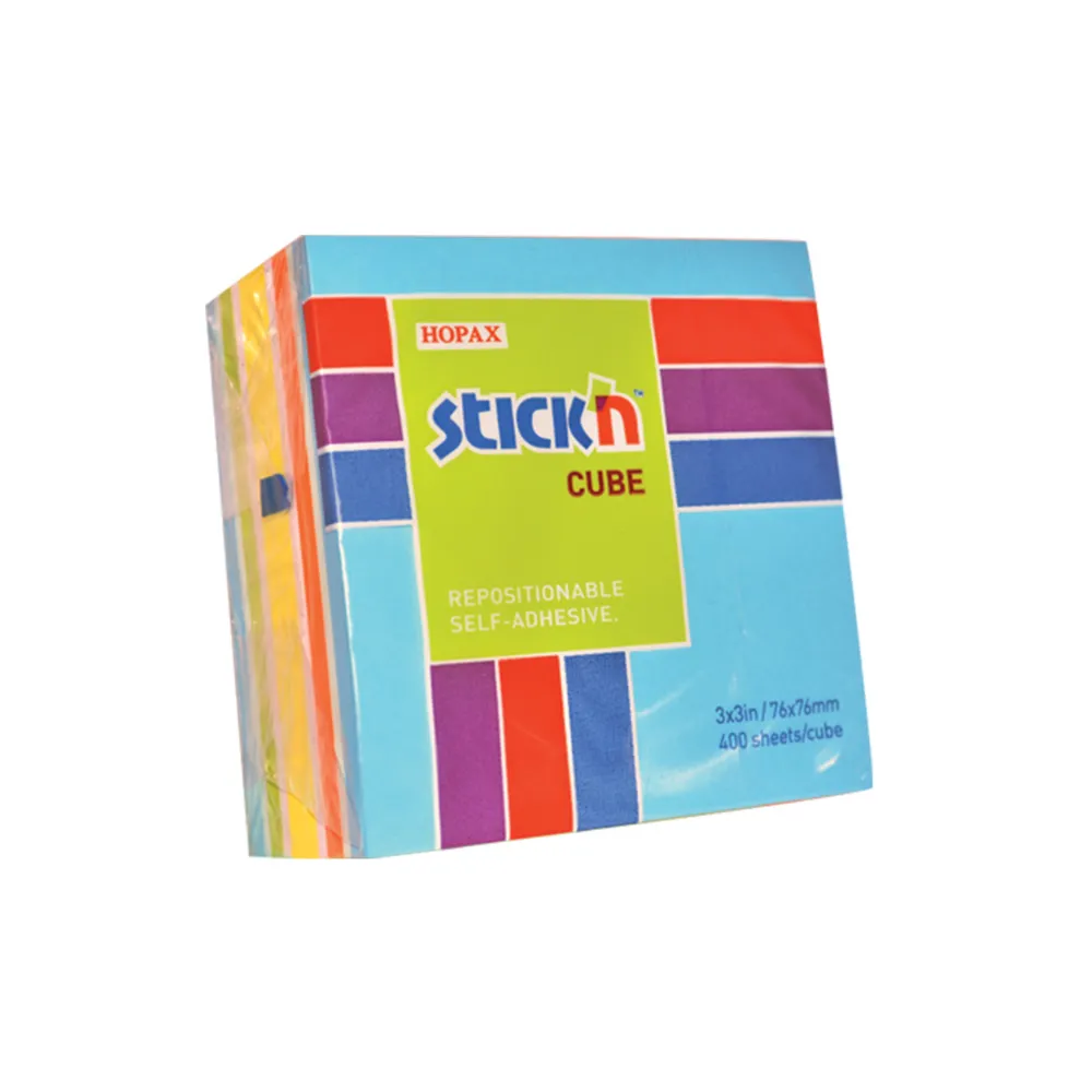 Stick `n Note Cube 76x76 400 Sht Neon Mixed Blue