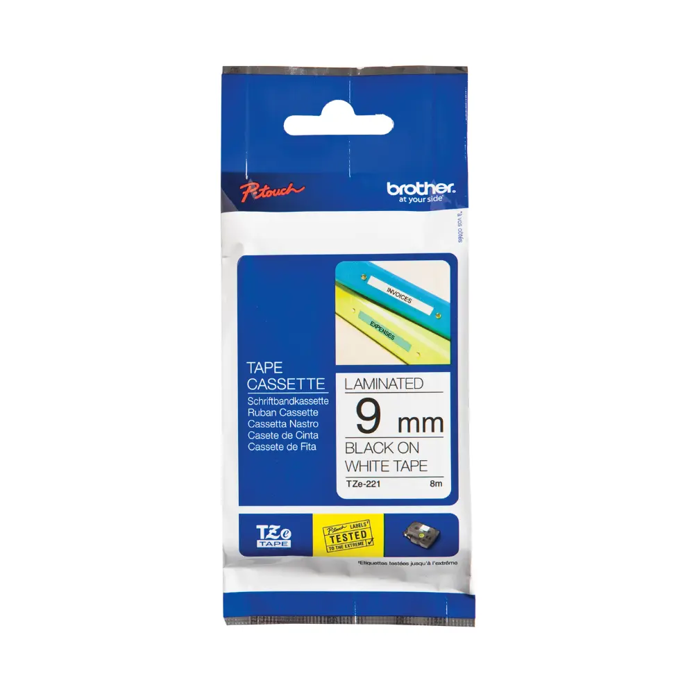 [4977766687898] Brother Tape TZe-221 9mm Black On White 