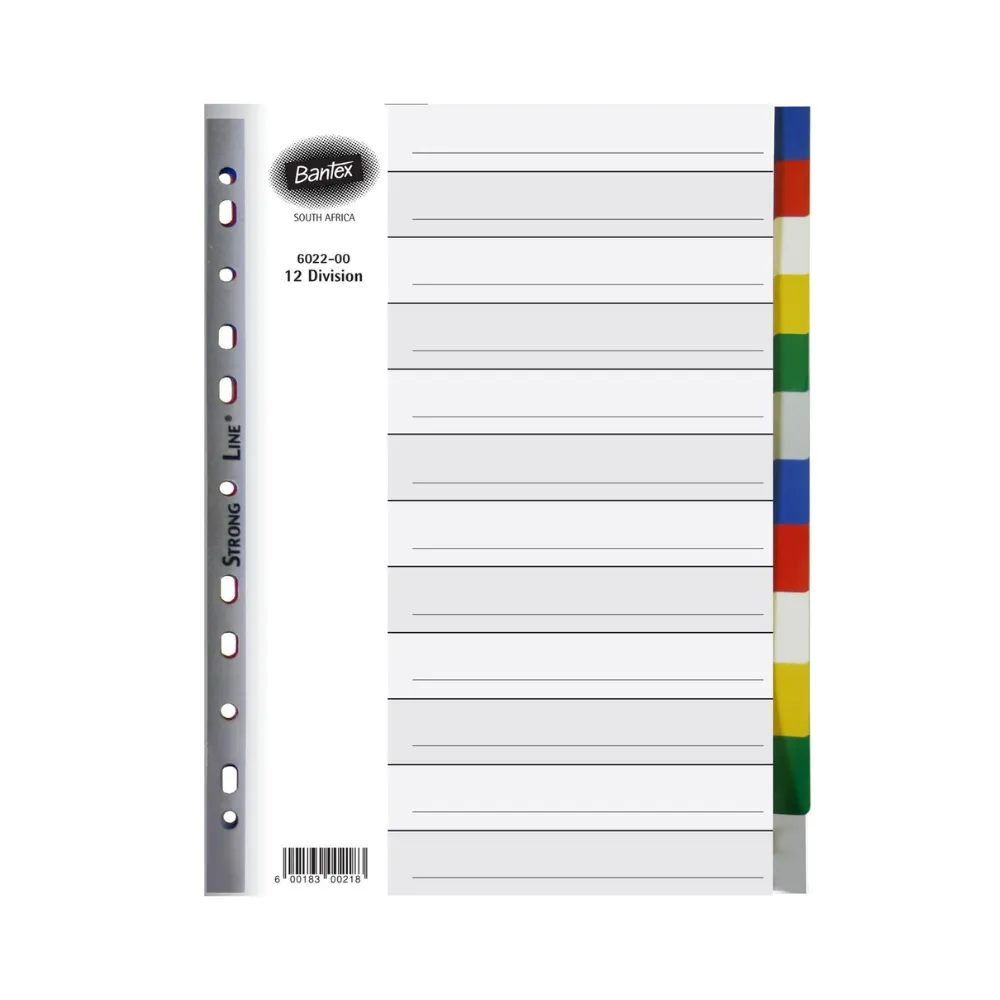 [6001830002183] Index Divider 12 Tab - Bantex