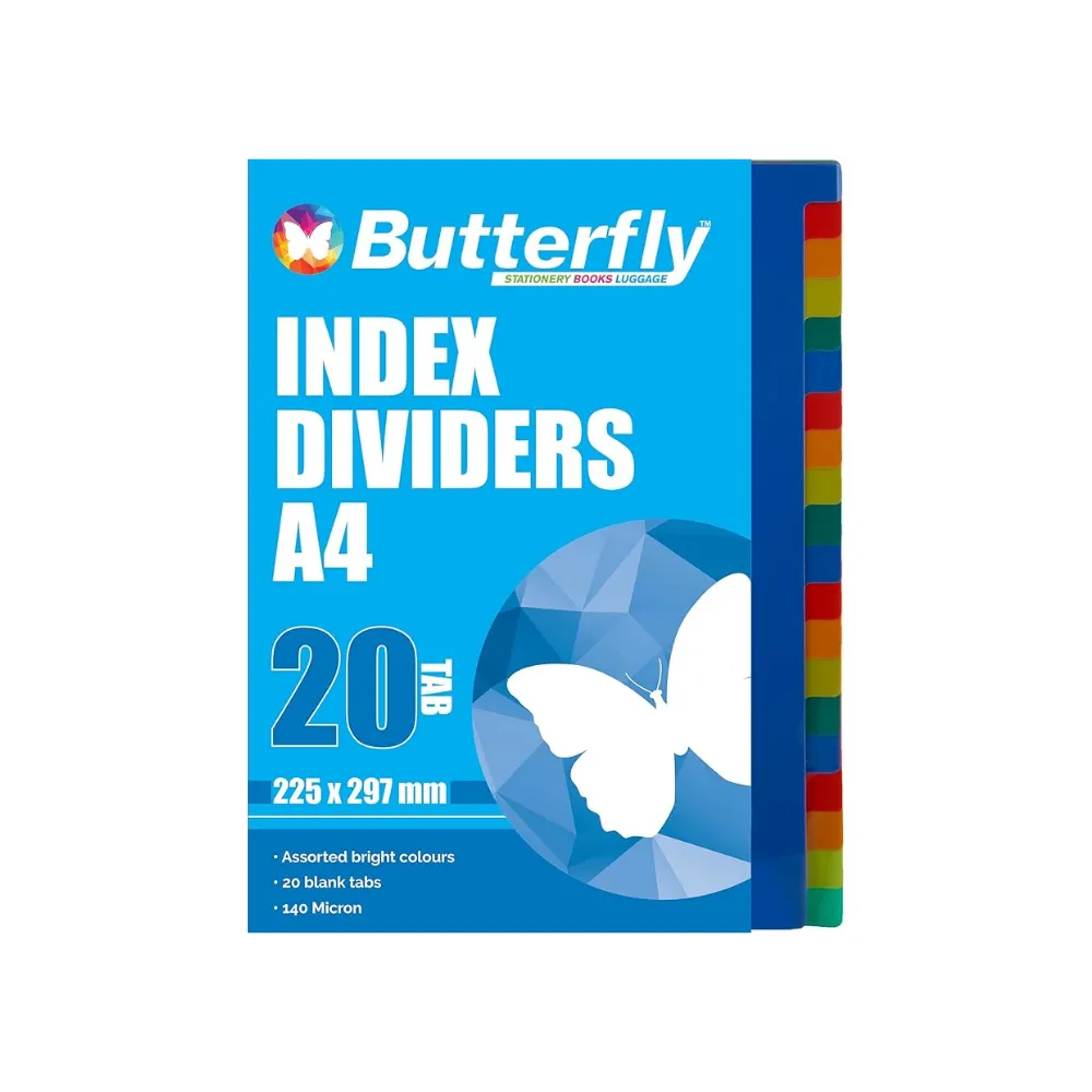 [6002242065124] File Divider 20 Tab PVC - Butterfly 