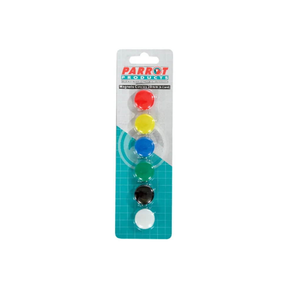 [6002305001526] Magnets Circle 20mm 6pce Carded - Parrot