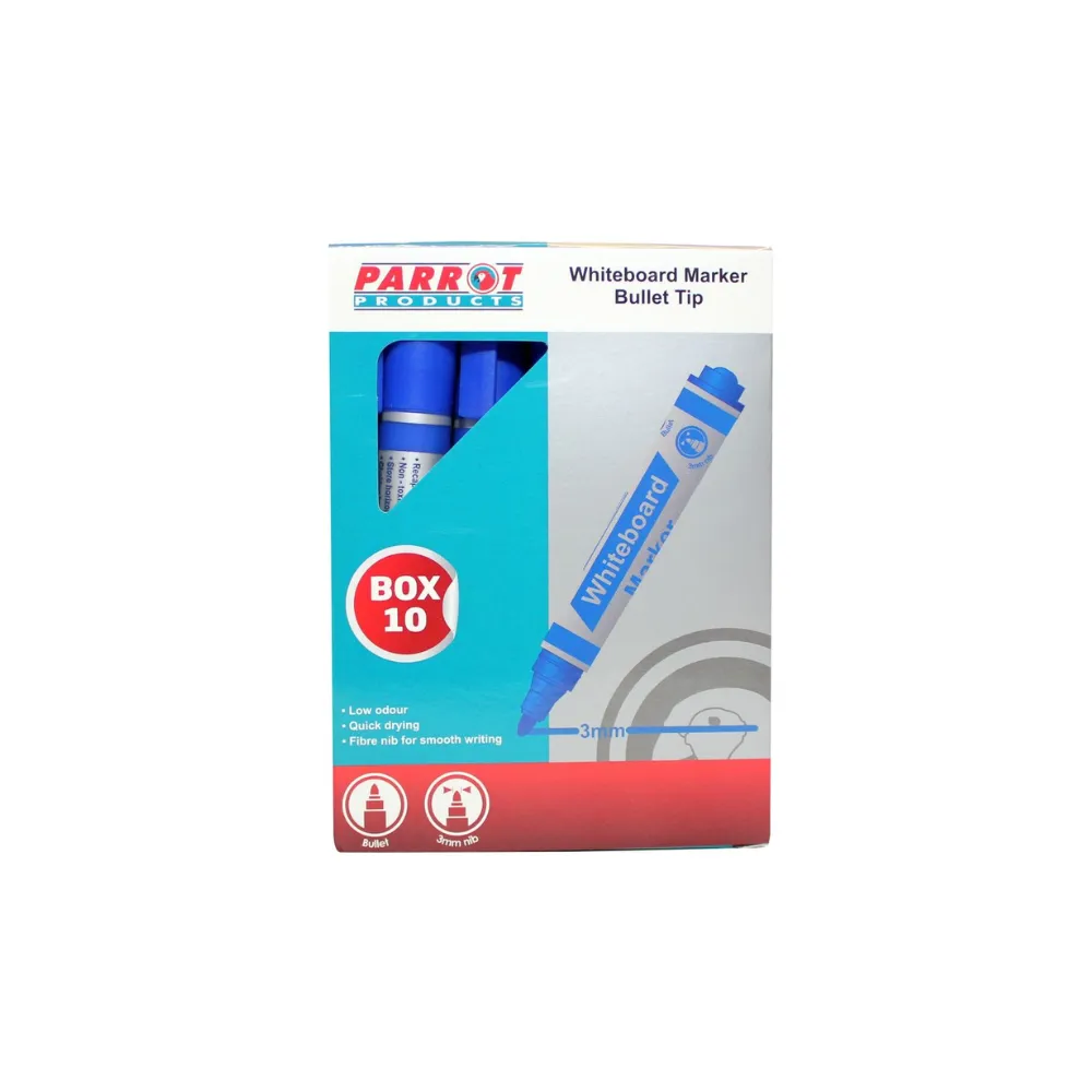 [6002305002110] Marker Whiteboard Bullet D/Blue 10`s - Parrot 