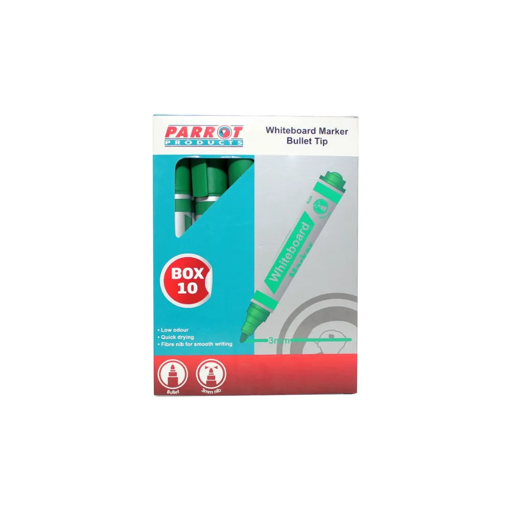 [6002305002134] Marker Whiteboard Bullet Green 10`s  - Parrot 