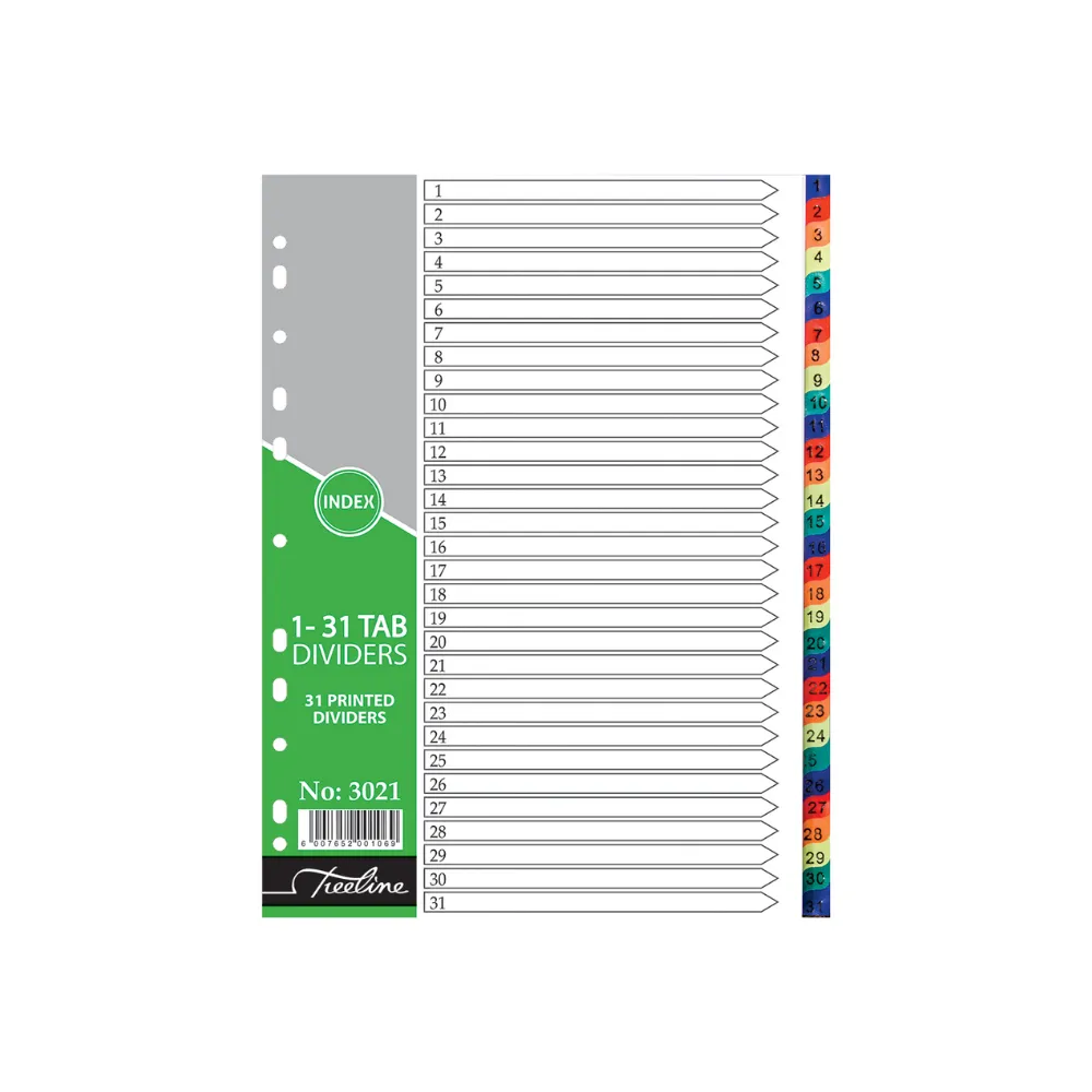 Index Divider A4 1-31 PVC bright - Treeline
