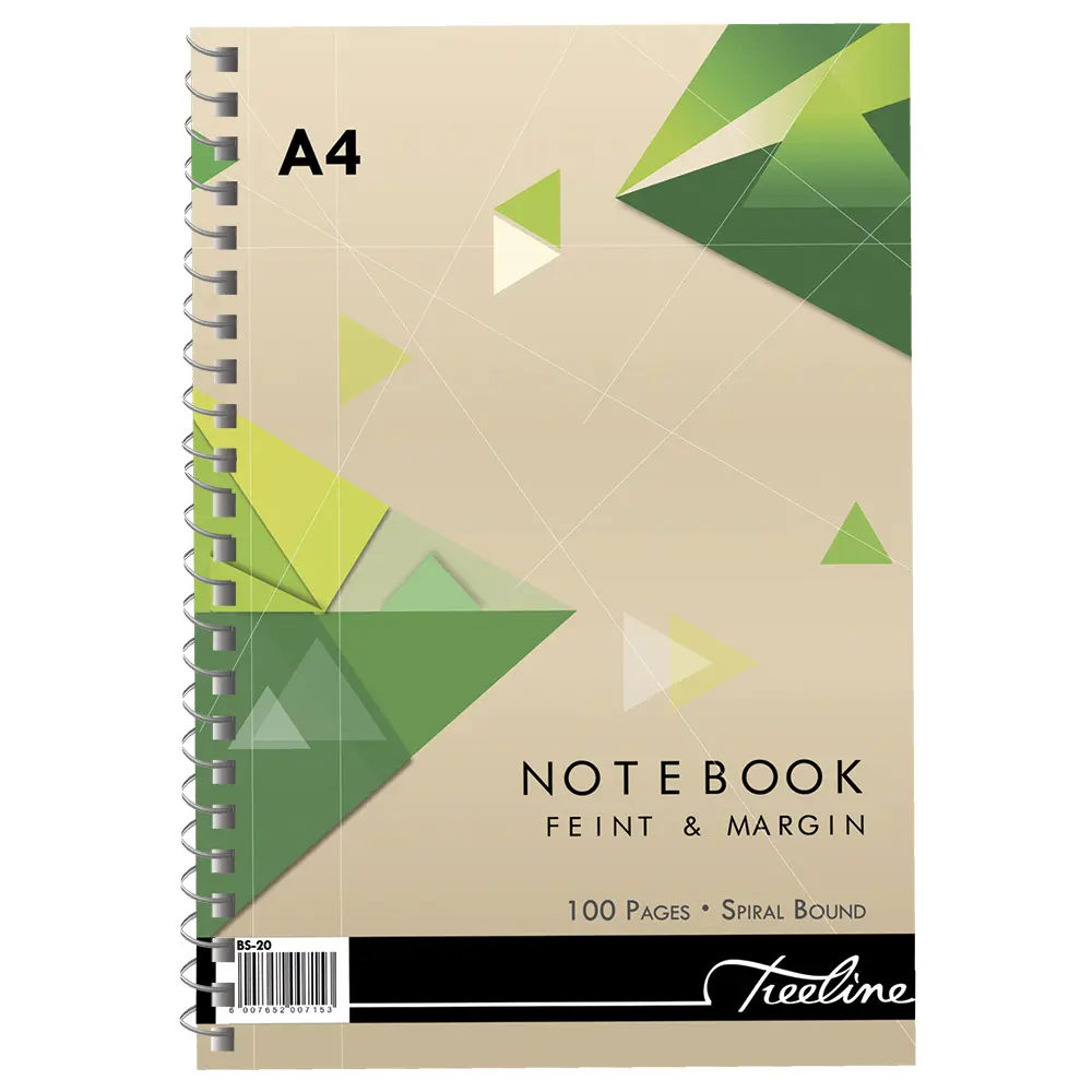 [6007652007153] Book A4 100pg Wire Notebook F/M - Treeline