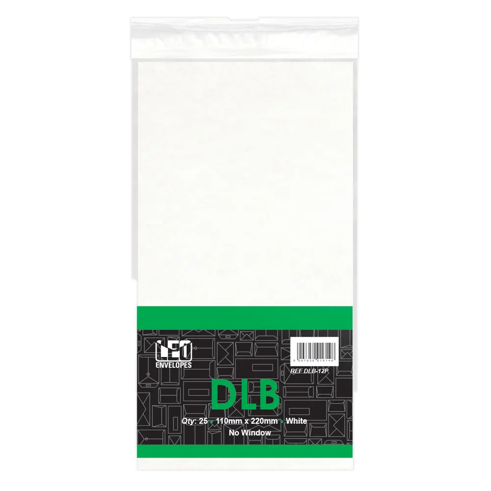 Envelope DLB-12P 110mm x 220mm White 25`s - Treeline