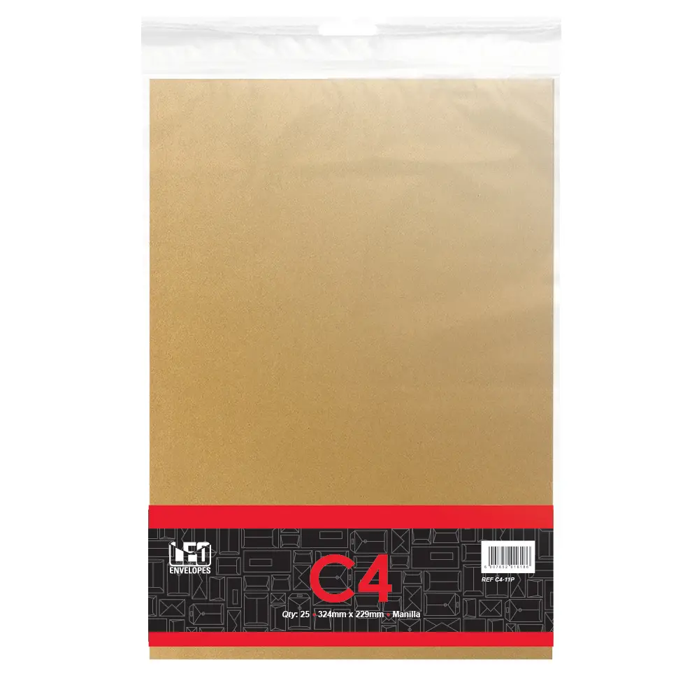 Envelope C4-11P 324mm x 229mm Manilla 25`s - Treeline