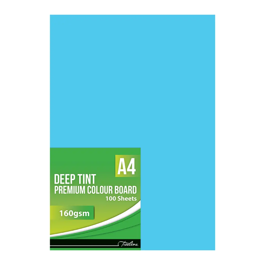 [6007652017107] Board A4 160G 100`s Bright Turquoise - Treeline