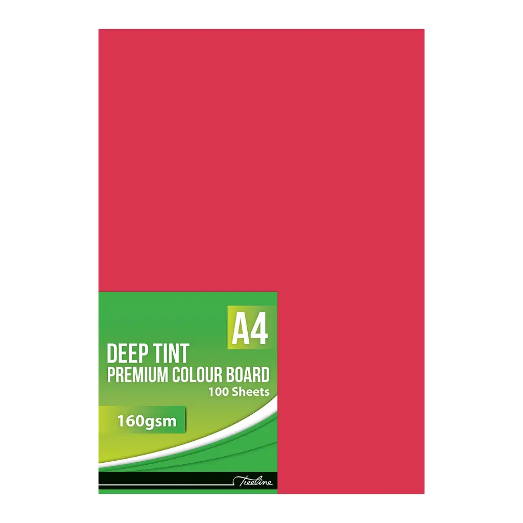 [6007652017114] Board A4 160gsm Bright Red 100`s - Treeline