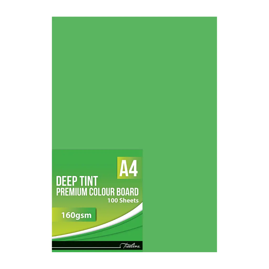 [6007652017121] Board A4 160G Bright Parrot Green 100`s - Treeline