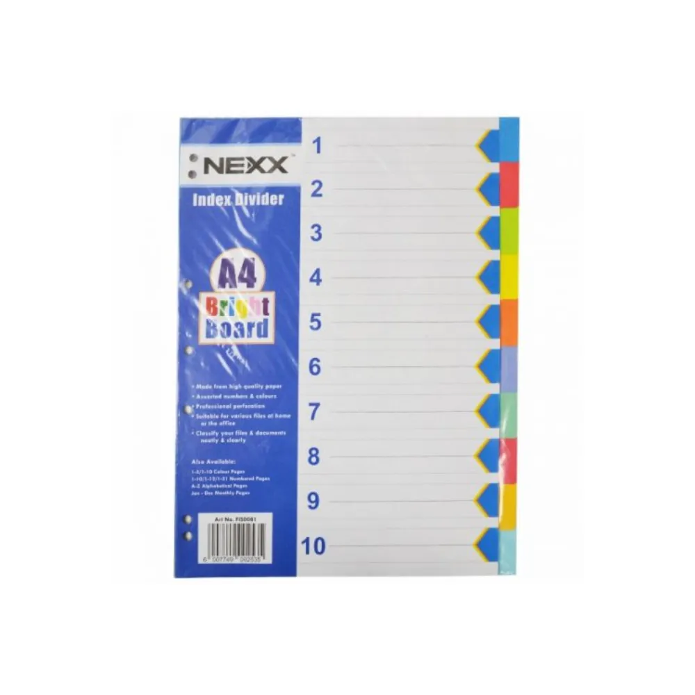 [6007749005338] Index Divider 10`s Board FIS0081 - Nexx 