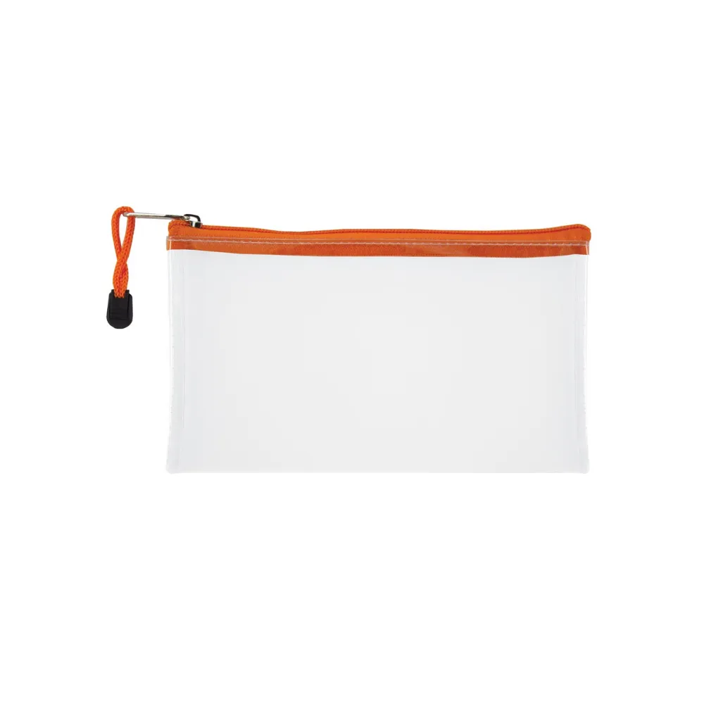 [6009548801135] Pencil Bag Clear 22cm Orange Zip