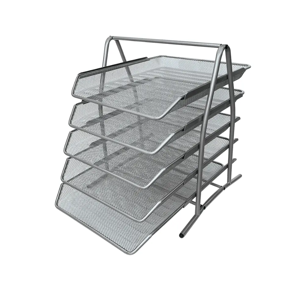 [6009548811943] Desk Letter Tray 5 Tier Mesh Silver M755 - SDS