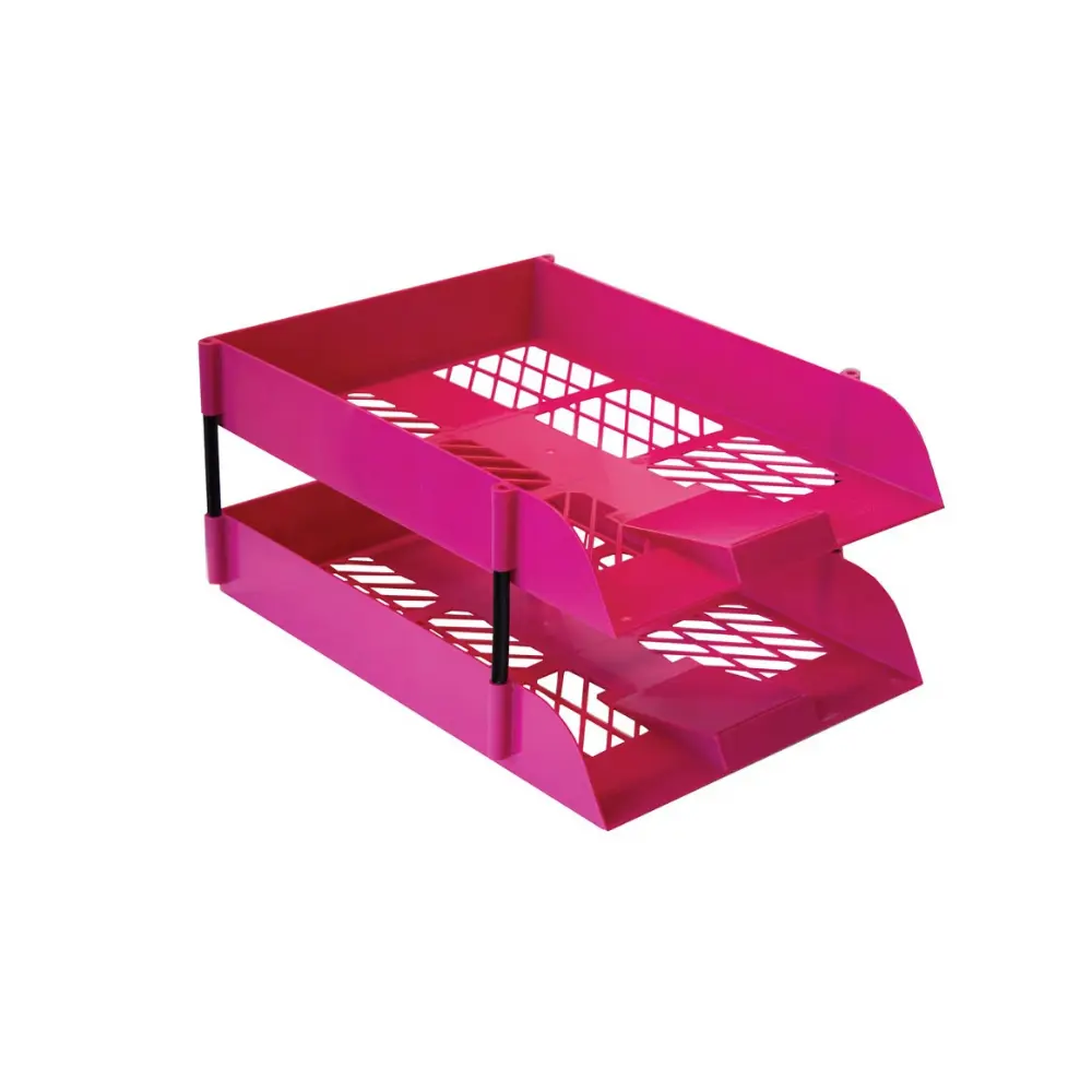 Desk Letter Trays Treeline Hot Pink (2 + riser)