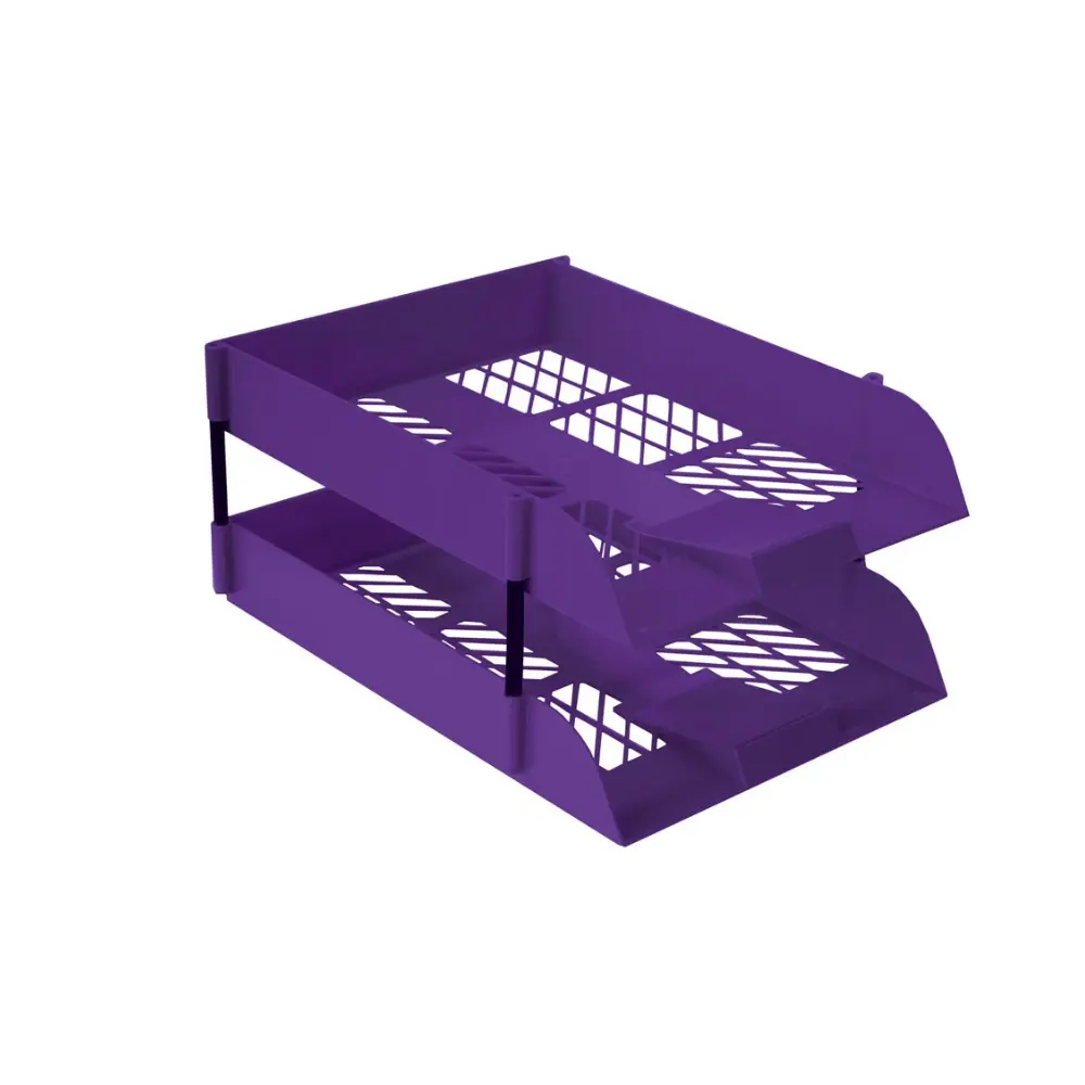Desk Letter Trays Treeline Electric Purple (2 + riser)
