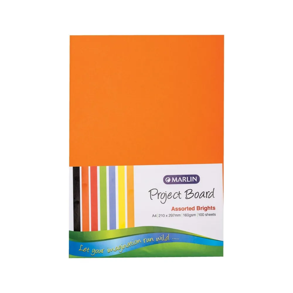 Board Pad A4 160g 25sht Asst Bright - Marlin