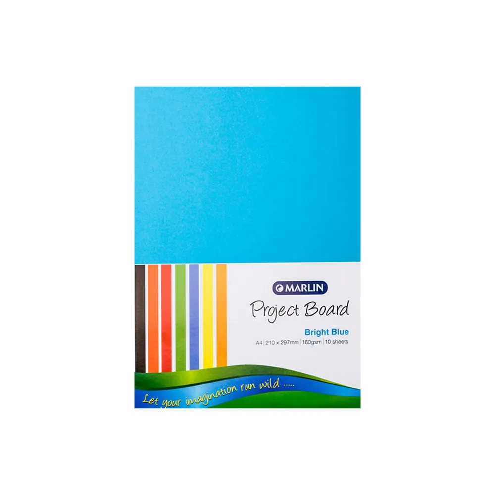 [6009685858726] Board A4 160gsm 10`s Bright Blue - Marlin 