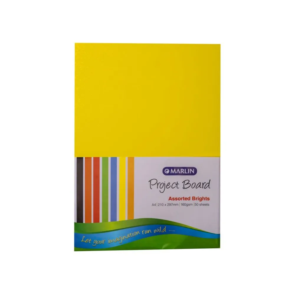 Board A4 160gsm Assorted Bright 50`s - Marlin