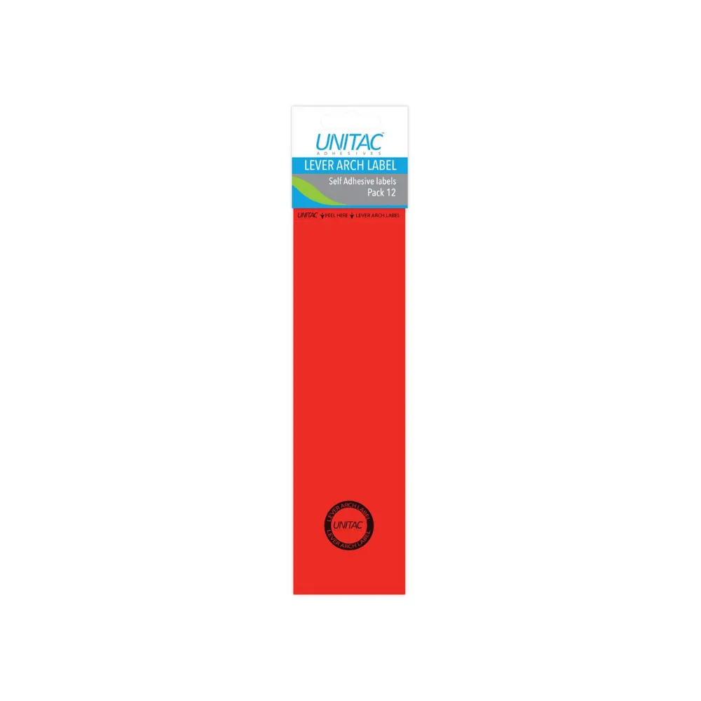 Labels Lever Arch Neon Red - Unitac 