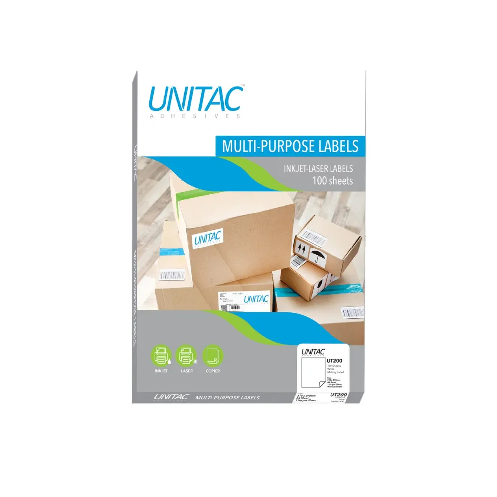 Label A4 210 x 298mm 1up - Unitac 