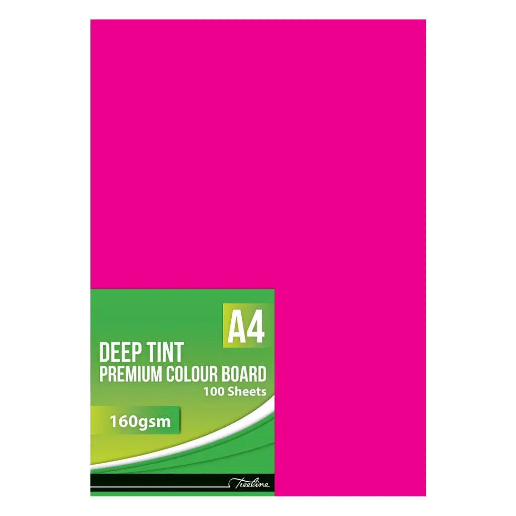 Board A4 160gsm Bright Pink 100 `s - Treeline