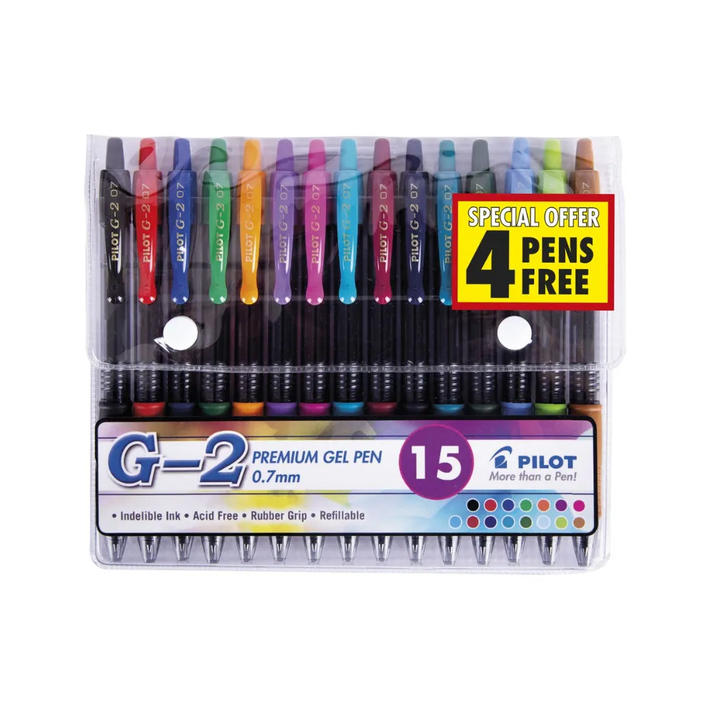 [606110987875] Pen Gel BL-G2-7 Asst Wallet 15`s - Pilot