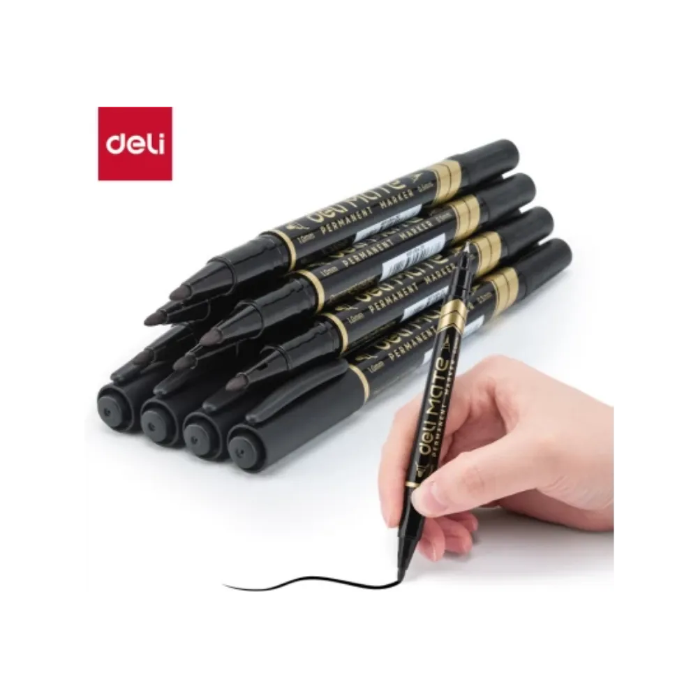 [6921734940667] Marker Permanent Dual Tip 10420 Black - Deli - Tech
