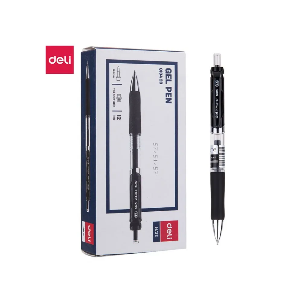Pen Retractable Black Gel Mate 0.5 EQ104-20 - Deli - Tech