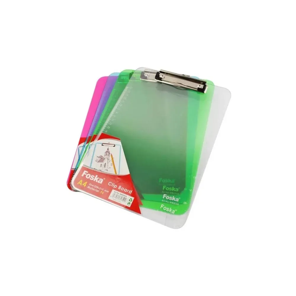 [6937544313409] Clipboard A4 Transparent Asst - Foska